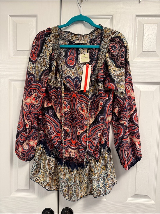 Young Threads Tops - Young Threads Smocked Waist Blouse - Red & Navy